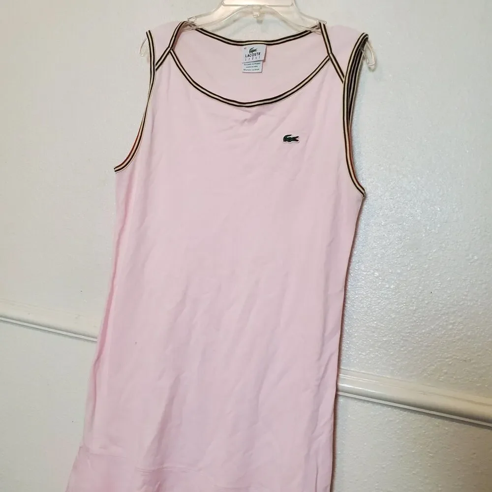 Lacoste Sport Tennis Dress Boat Neck Sleeveless Pink‎ Womens Sz 46 US XL